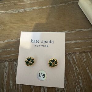 Kate Spade Gold and Green Clover Studs